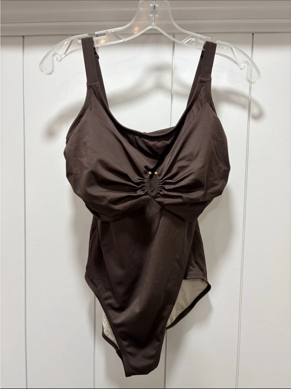 Amoena Swimwear Woman’s Size 14 Brown One Piece Swimsuit 61306